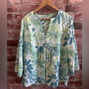 anne carson top Palm Leaf 3/4 Sleeve Size Med